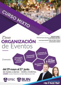 Imagen con información sobre curso de capacitación en Organización de Eventos